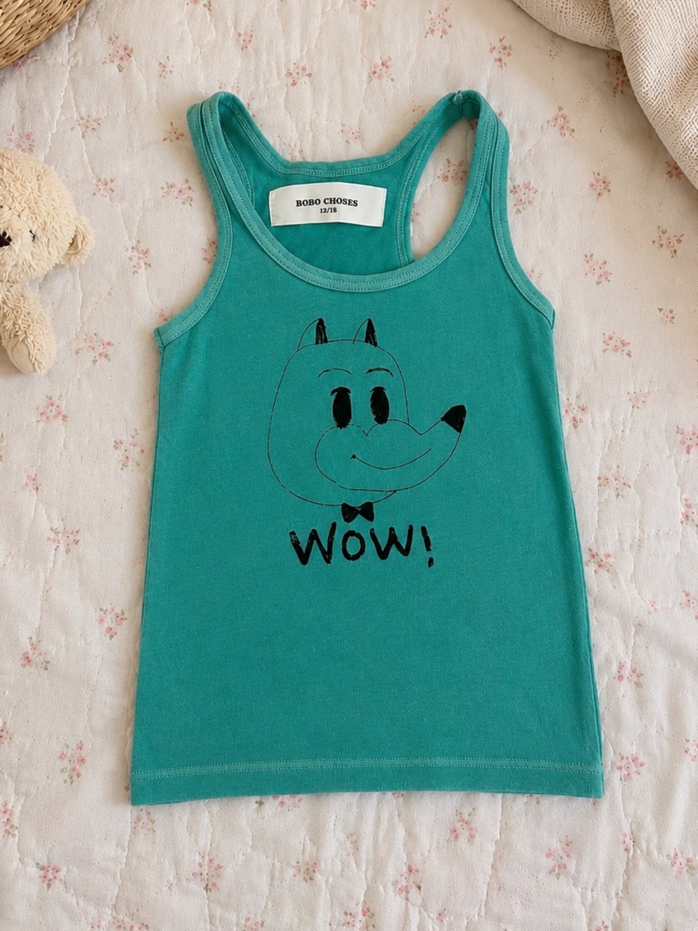 Bobo Choses “Wow” 12-18 Month Gender Neutral Green Tank Top
